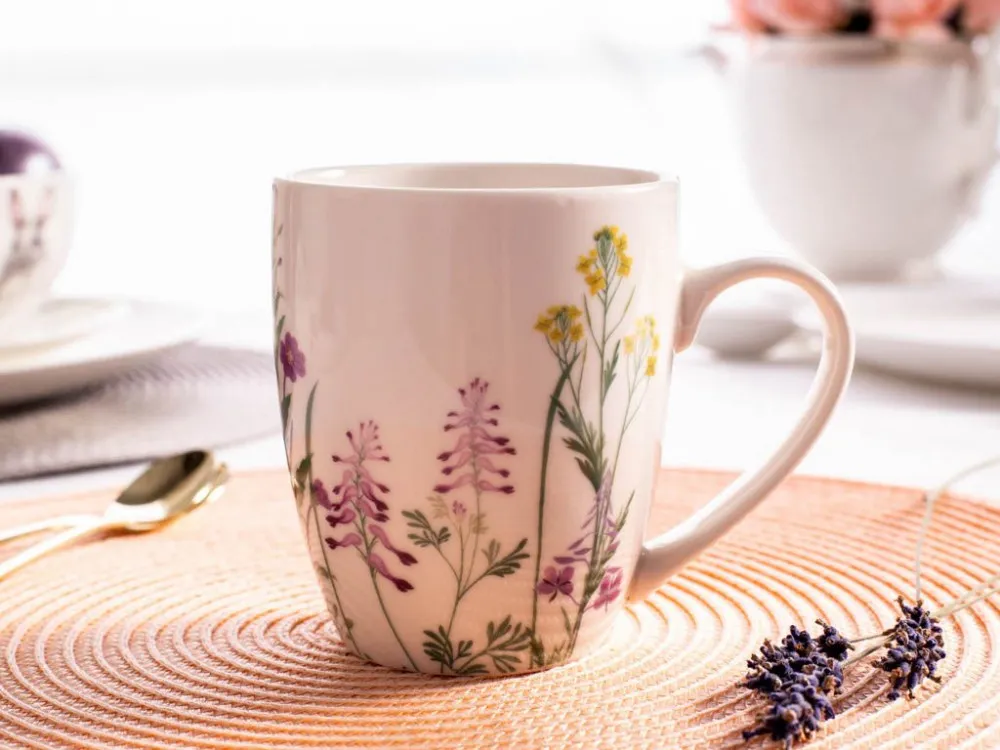 Kubek do kawy i herbaty porcelanowy Altom Design Hello Spring Kwiaty 300 ml