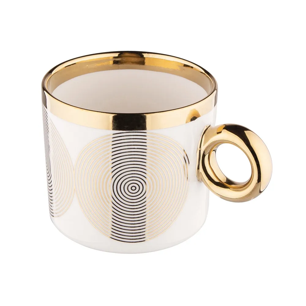 Kubek do kawy i herbaty porcelanowy Altom Design Palazzo Złote Koła 350 ml