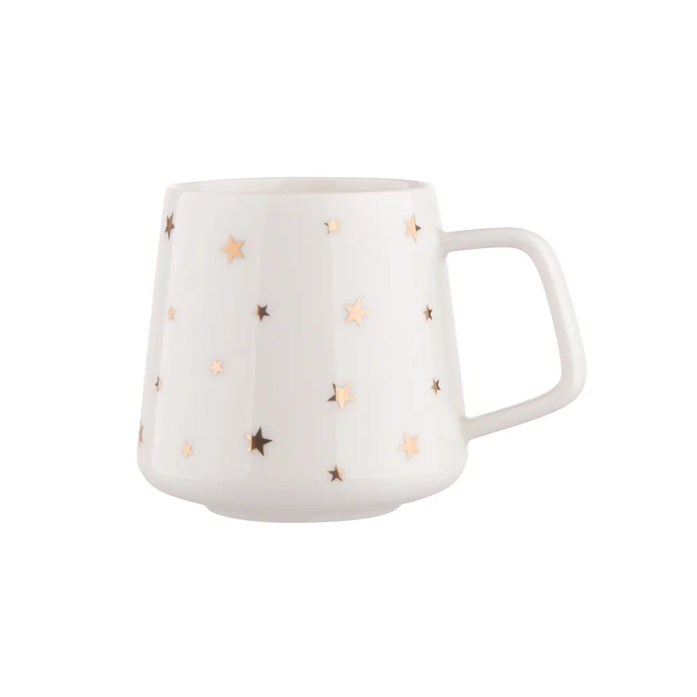 Kubek do kawy i herbaty porcelanowy świąteczny Altom Design Gwiazdki 370 ml biały