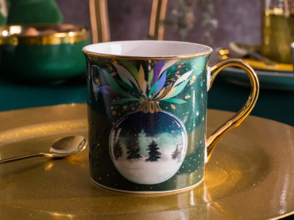 Kubek do kawy i herbaty porcelanowy święta Boże Narodzenie Altom Design Mystery Bombka 250 ml