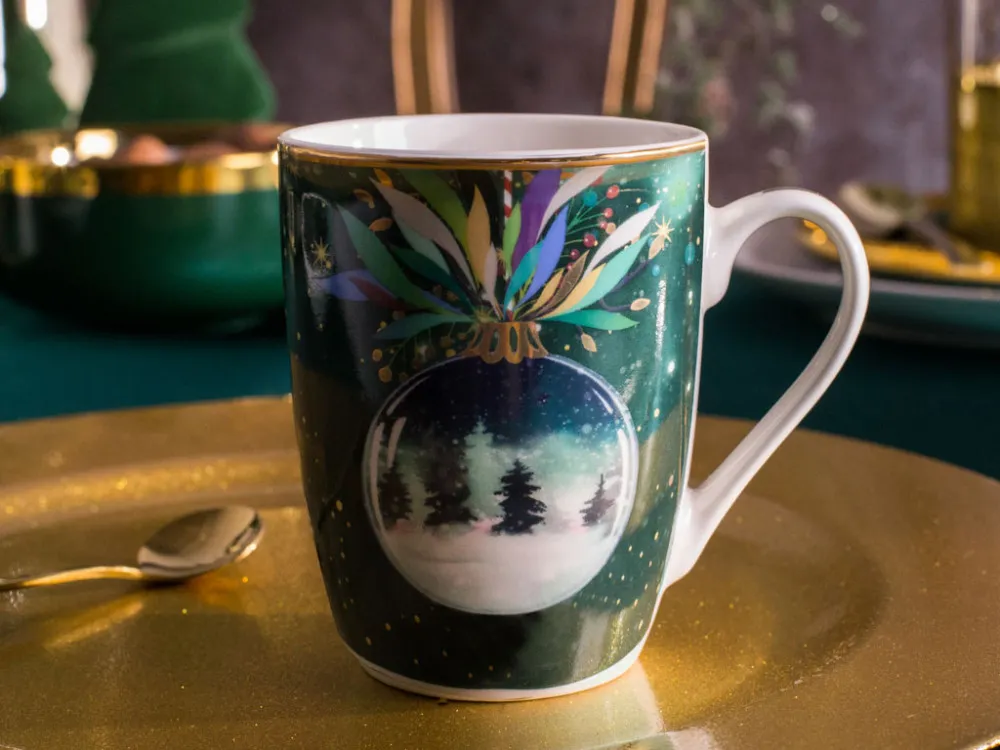 Kubek do kawy i herbaty porcelanowy święta Boże Narodzenie Altom Design Mystery Bombka 300 ml