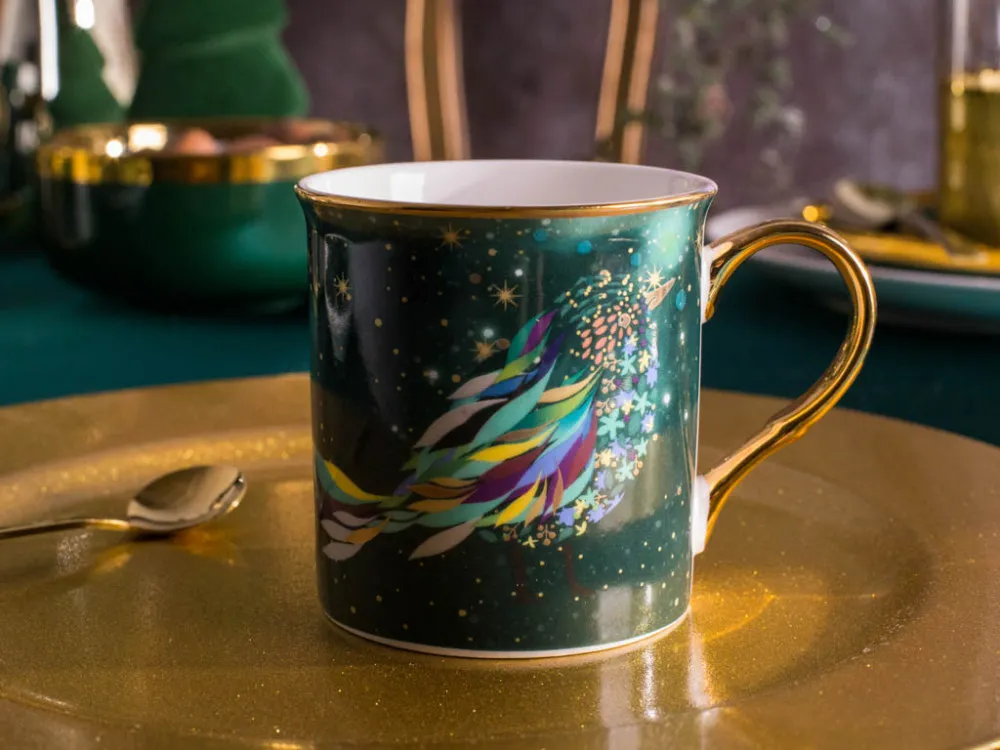 Kubek do kawy i herbaty porcelanowy święta Boże Narodzenie Altom Design Mystery Ptak 250 ml