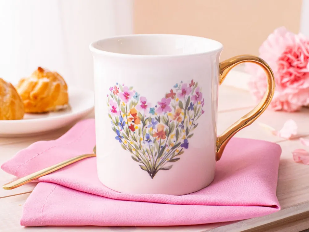 Kubek do kawy i herbaty porcelanowy ze złotym uchem Altom Design Romantic A 250 ml