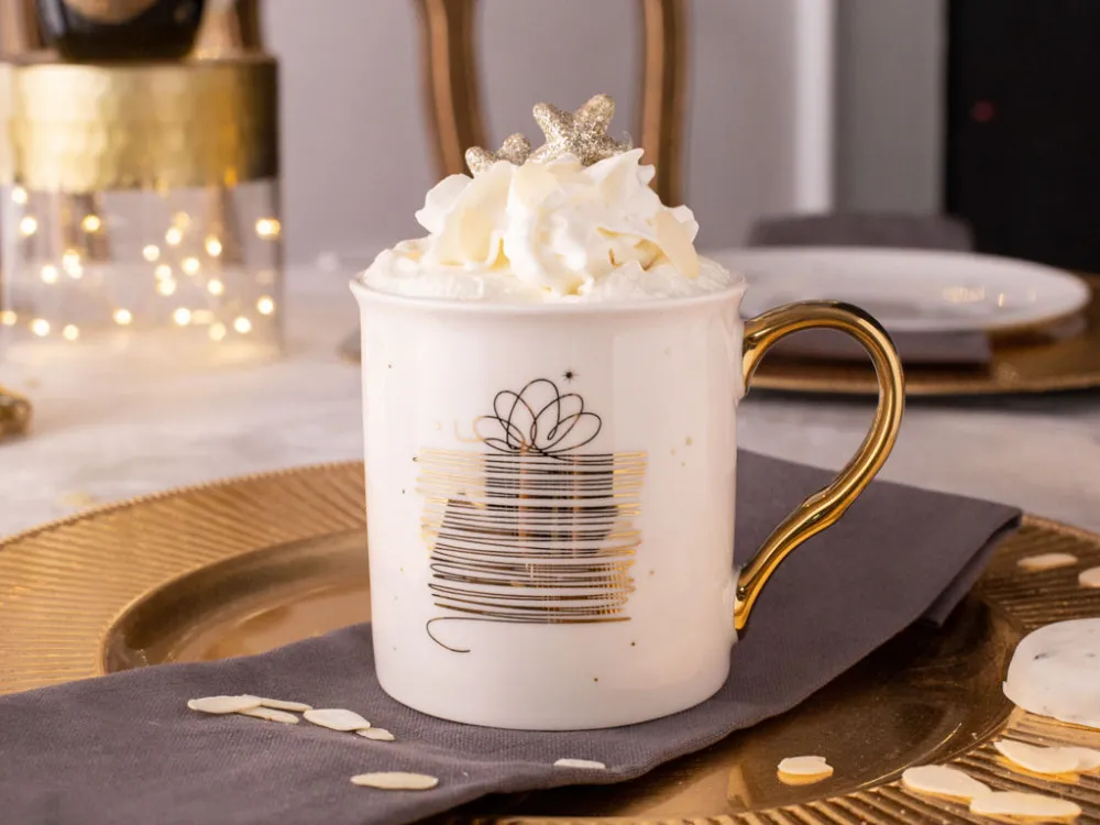 Kubek porcelanowy do kawy i herbaty świąteczny Boże Narodzenie Altom Design Golden Christmas 250 ml biały