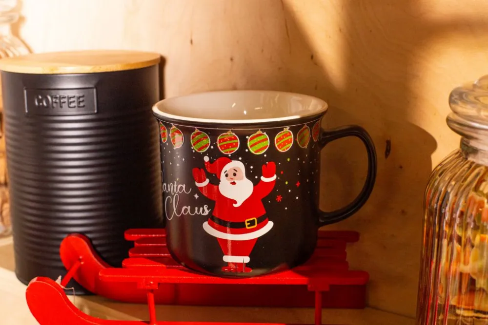 Kubek świąteczny / na Boże Narodzenie porcelana Altom Design Santa Claus czarny 350 ml