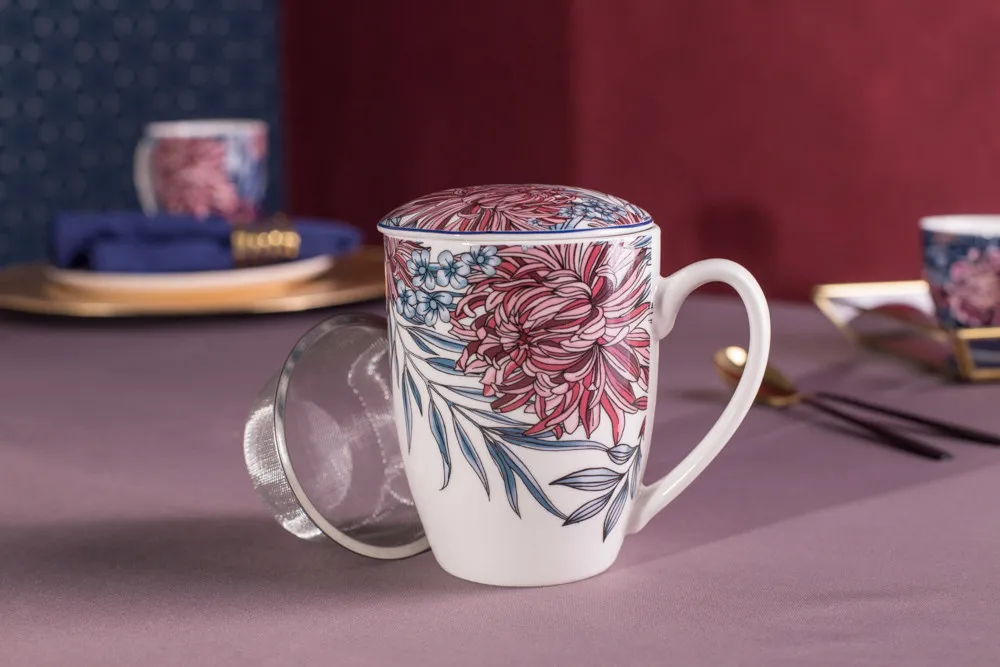 Kubek do herbaty i ziół porcelanowy z zaparzaczem Altom Design Margo 300 ml