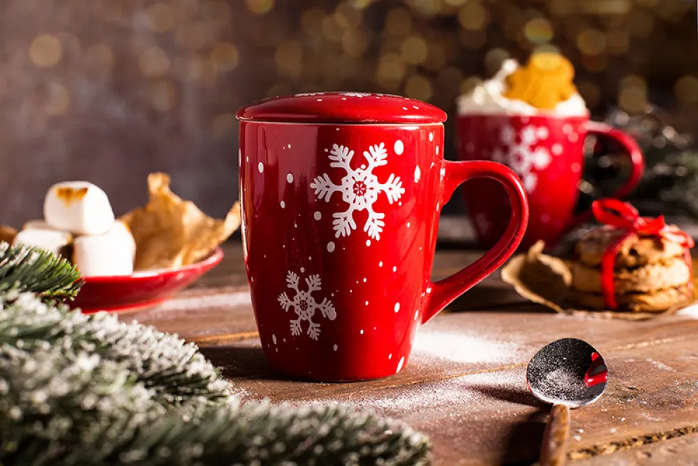 Kubek z zaparzaczem do herbaty i ziół porcelanowy święta Boże Narodzenie Altom Design Merry Christmas 300 ml