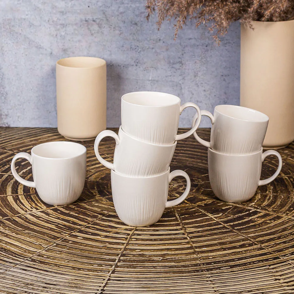 Kubki do kawy i herbaty porcelanowe Altom Design Alessia Ecru kremowe 280 ml, 6 szt