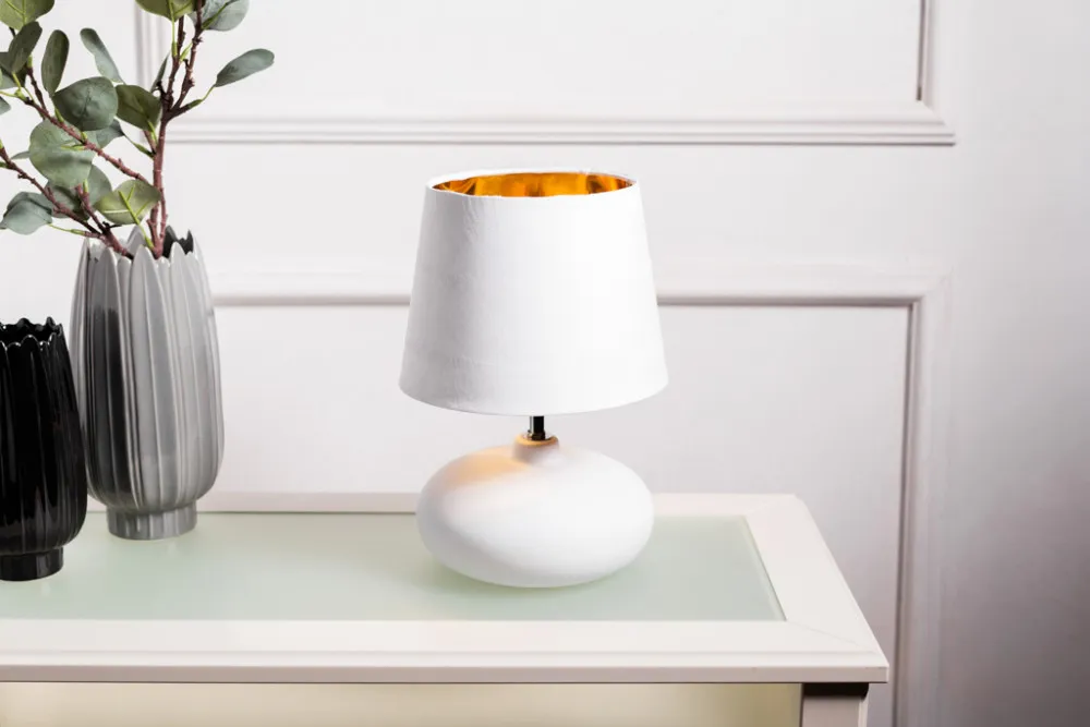Lampa stołowa dekoracyjna na ceramicznej podstawie Altom Design biała