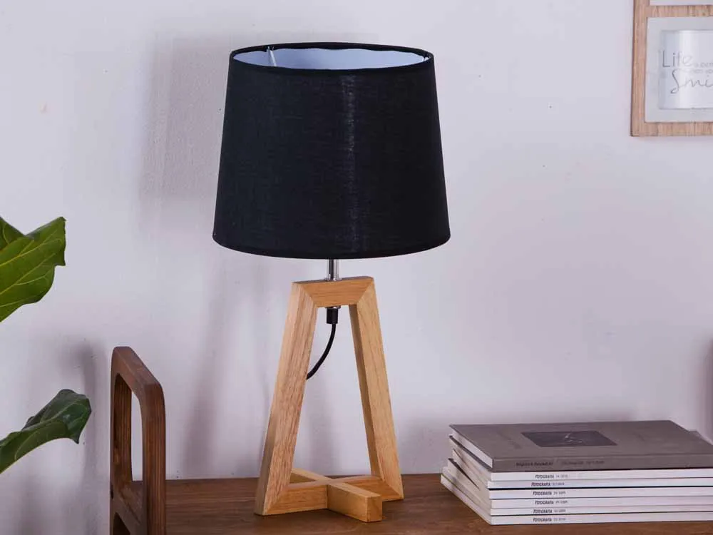 Lampa stołowa na drewnianej podstawie Altom Design Scandi 26 x 50 cm 