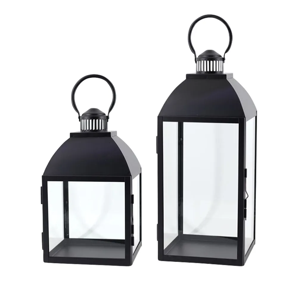 Lampion / latarnia / latarenka ozdobna wisząca Altom Design metalowa czarna, 2 szt