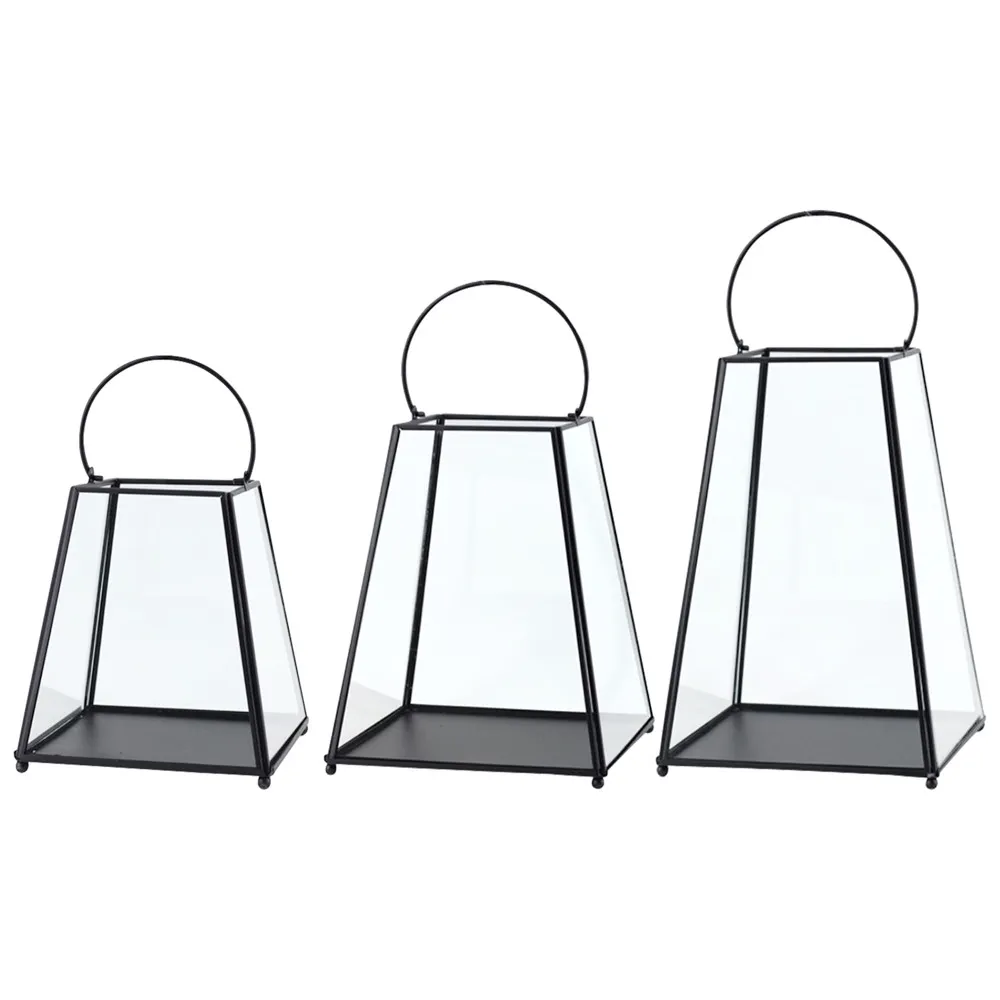 Lampion / latarnia / latarenka ozdobna wisząca Altom Design metalowa czarna, 3 szt