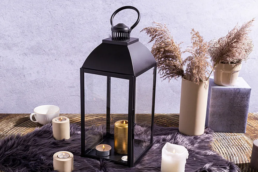 Lampion / latarnia / latarenka ozdobna wisząca Altom Design metalowa czarna 49 cm