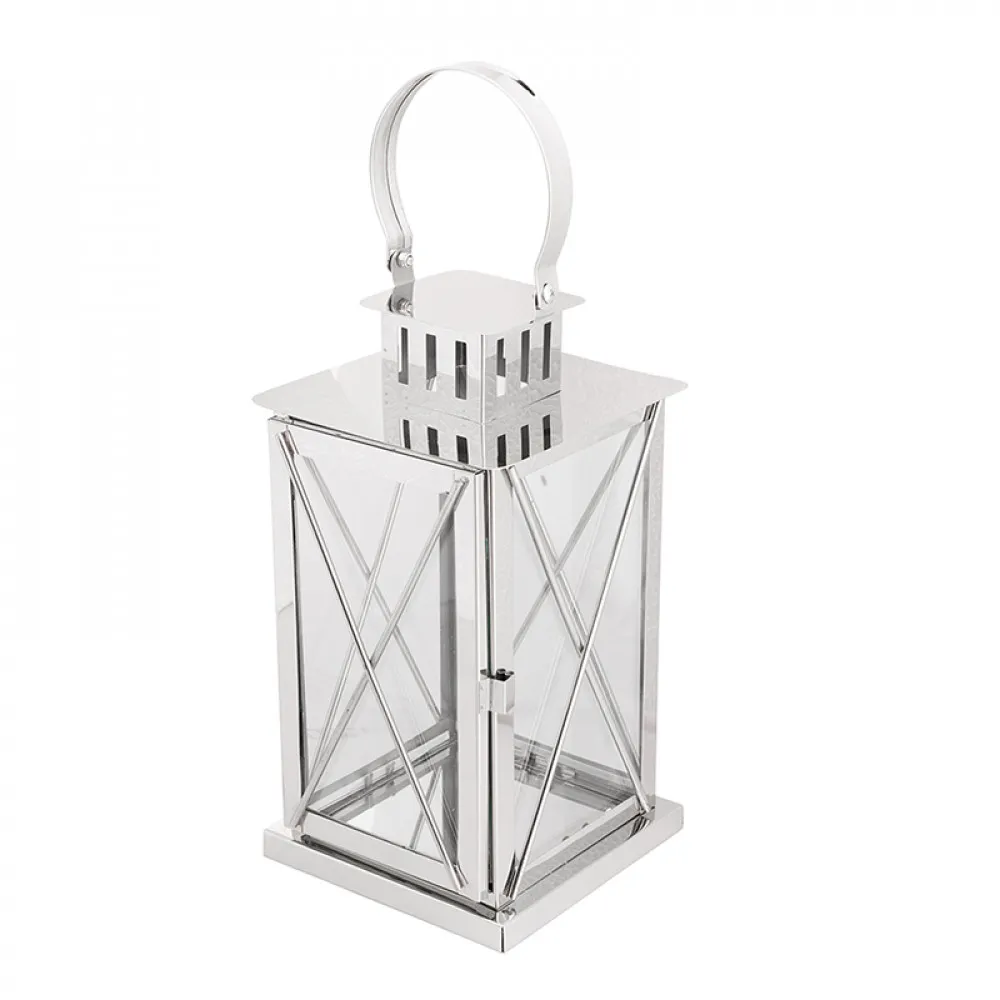 Lampion / latarnia / latarenka ozdobna wisząca Altom Design metalowa srebrna 30 cm