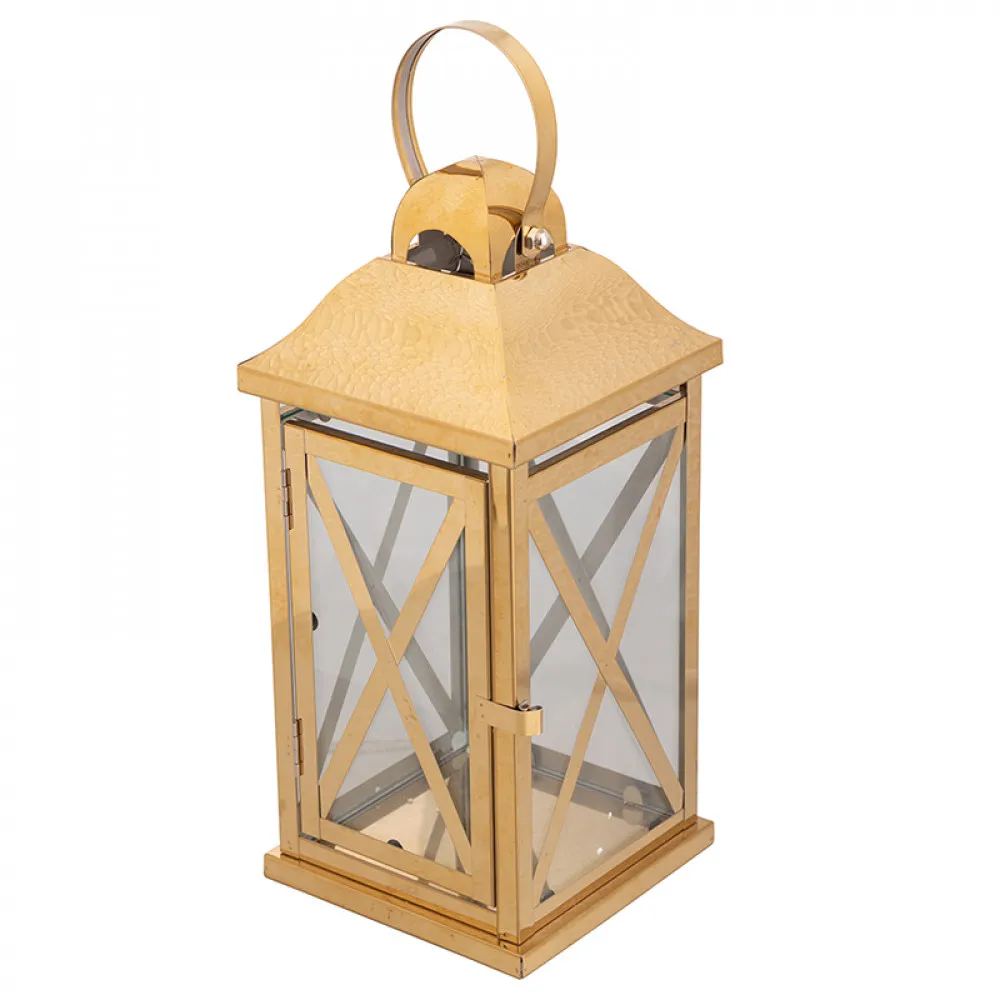 Lampion / latarnia / latarenka ozdobna wisząca Altom Design metalowa złota 29,5 cm