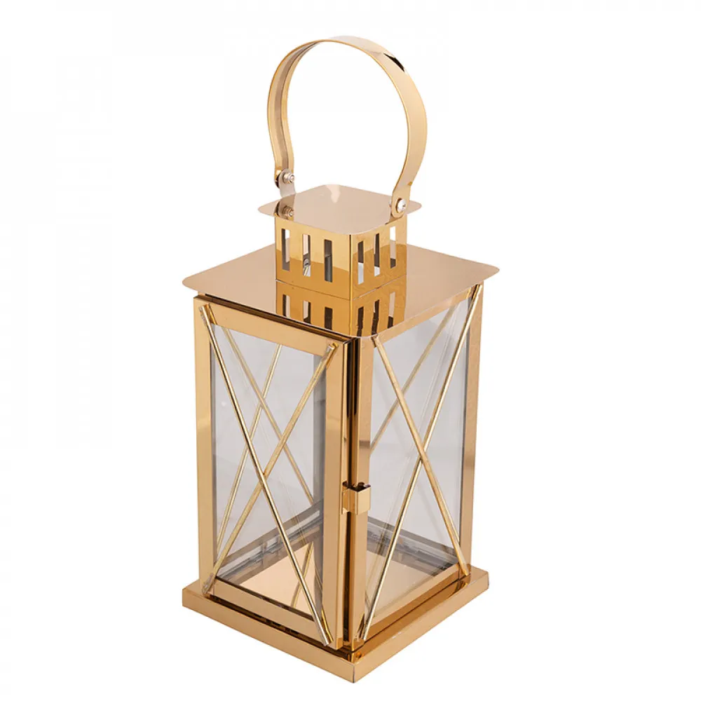 Lampion / latarnia / latarenka ozdobna wisząca Altom Design metalowa złota 30 cm
