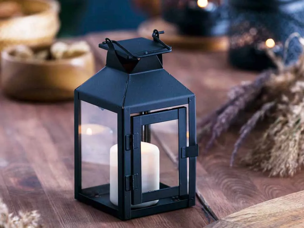 Latarenka / latarnia/ lampion ozdobny wiszący metalowy Altom Design kwadratowa czarna 21 cm