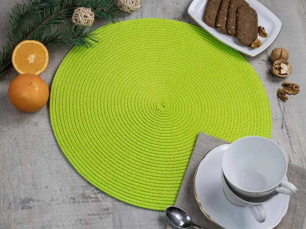 Podkładka / mata na stół słomkowa okrągła Altom Design 38 cm zielona