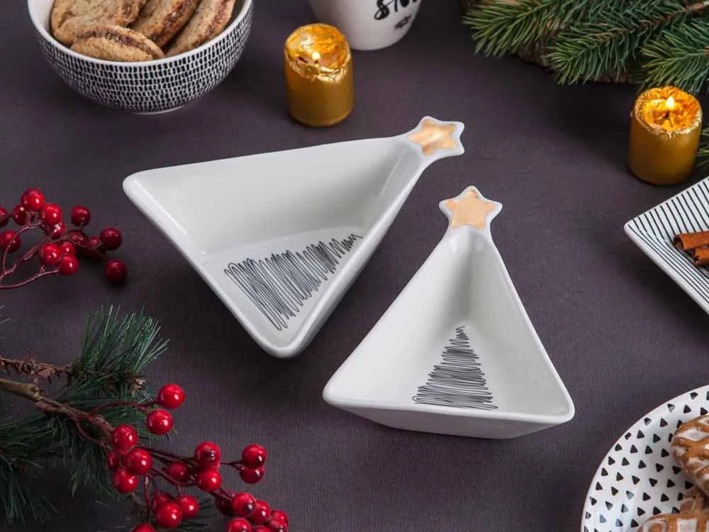 Salaterka / miseczka porcelanowa świąteczna Boże Narodzenie Altom Design Nordic Winter Choinka (komplet 2 szt.)