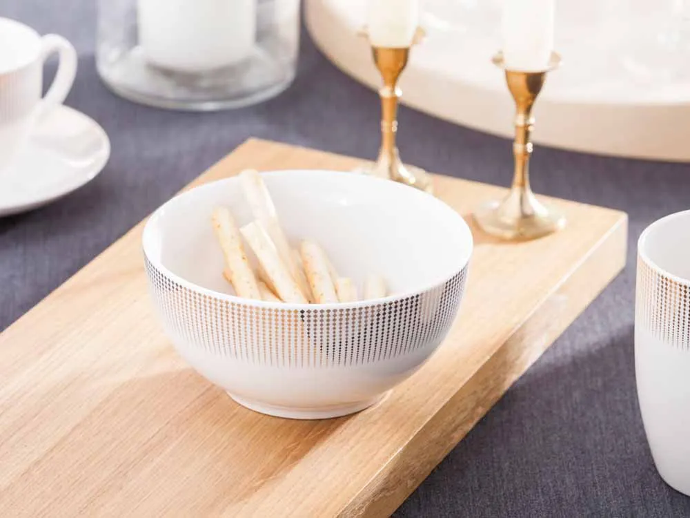 Miska salaterka porcelanowa Altom Design Bella Złote Romby kremowa 14 cm