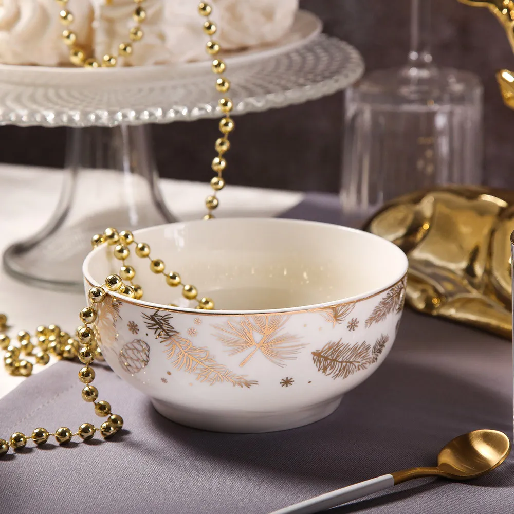 Miska salaterka porcelanowa świąteczna Altom Design Golden Winter 14 cm