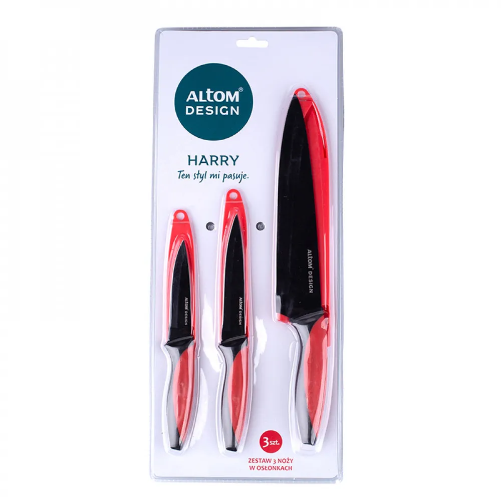 Noże kuchenne Altom Design Harry, zestaw 3 noży w osłonkach