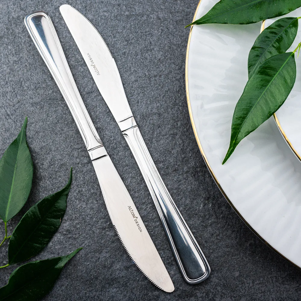 Noże obiadowe Altom Design Leonardo srebrny połysk (2 elementy)
