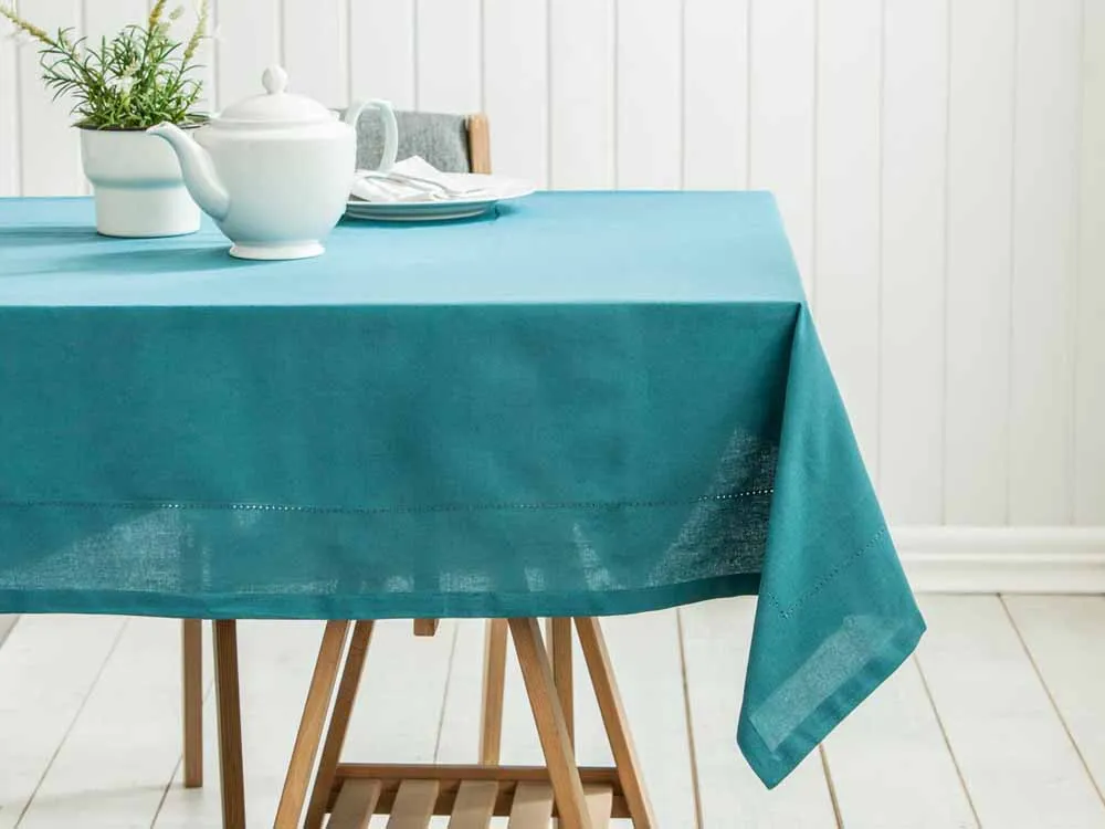 Obrus na stół Altom Design bawełniany morski / zielono-niebieski 160 x 240 cm