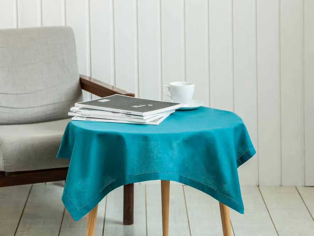 Obrus / serweta na stół kwadratowa Altom Design bawełniana morska / zielono-niebieska 80 x 80 cm