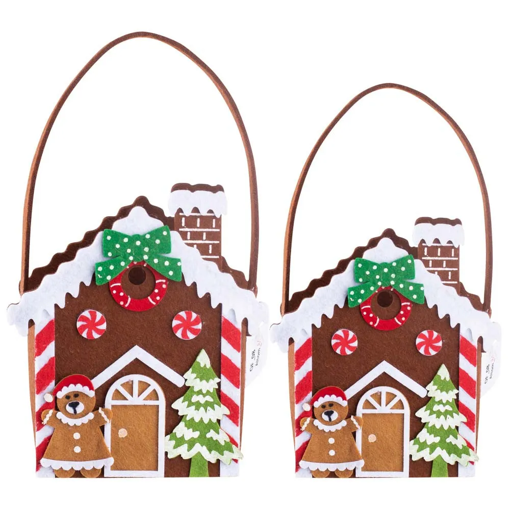 Opakowania świąteczne na prezent / torby filcowe / torebki prezentowe dla dzieci Altom Design Domek, zestaw 2 torebek