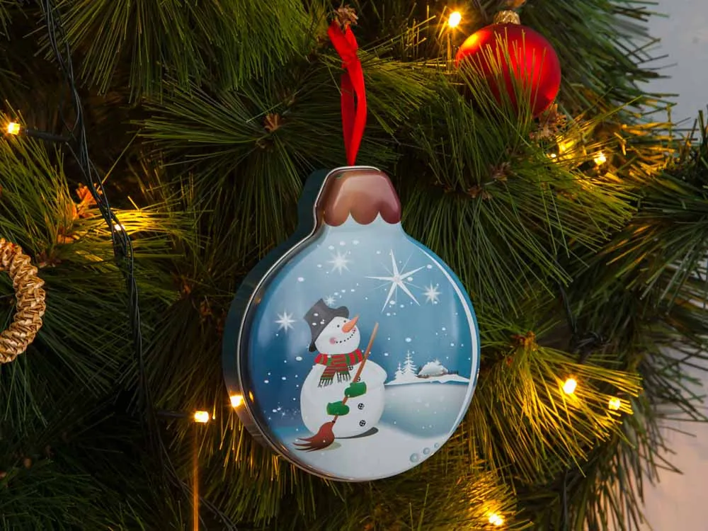Ozdoba na choinkę / zawieszka choinkowa dekoracja świąteczna Altom Design "Puszka na cukierki" Bałwanek