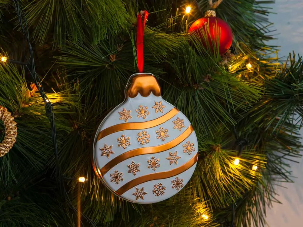Ozdoba na choinkę / zawieszka choinkowa dekoracja świąteczna Altom Design "Puszka na cukierki" Śnieżynki