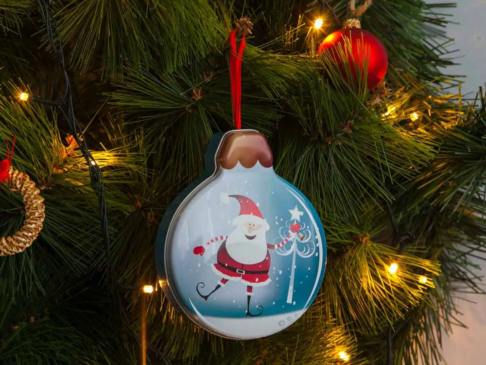 Ozdoba na choinkę / zawieszka choinkowa dekoracja świąteczna na Boże Narodzenie Altom Design "Puszka na cukierki" dekoracja Mikołaj