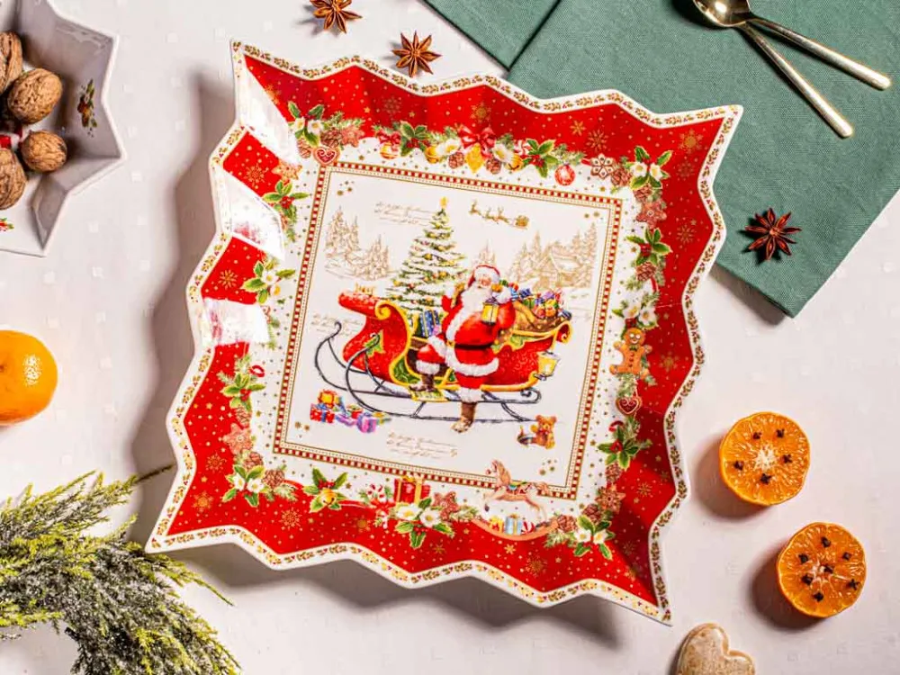 Patera na ciasto i tort / półmisek / talerz porcelanowy kwadratowy Marco Polo Christmas Memories 30 x 30 cm (opakowanie prezentowe)