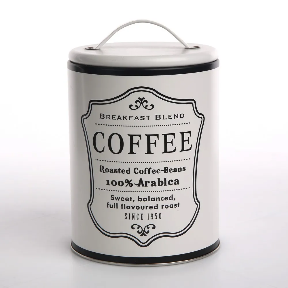 Puszka / pojemnik na kawę i herbatę oraz produkty sypkie Altom Design okrągła biała Coffee