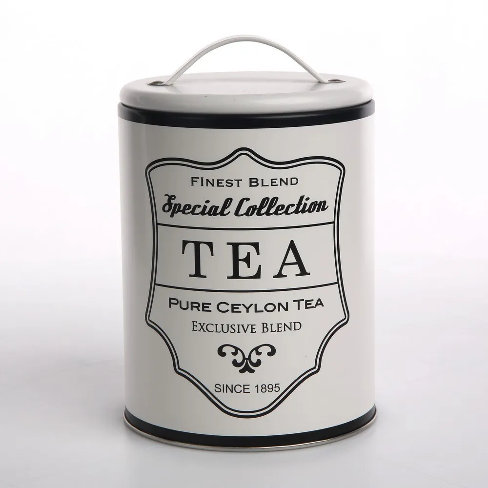 Pojemnik / puszka na herbatę, kawę, ciasteczka i produkty sypkie Altom Design okrągła biała Tea