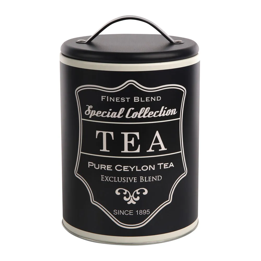 Pojemnik / puszka na przyprawy, herbatę i kawę Altom Design okrągła czarna Tea