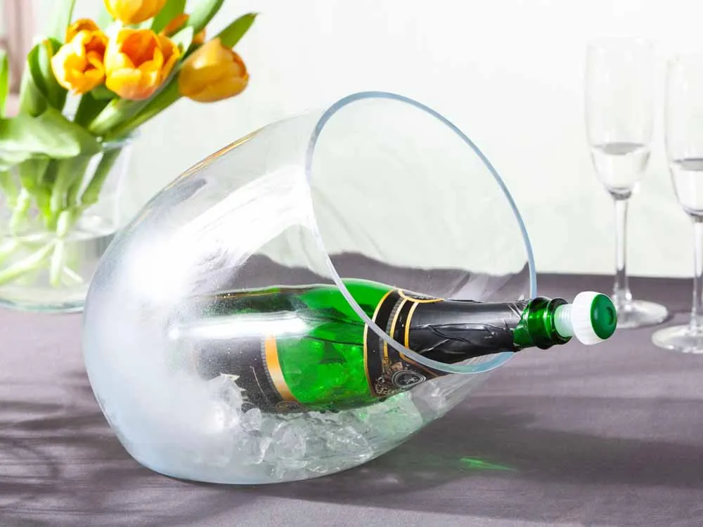 Wiaderko / pojemnik szklany na lód do schładzania wina i alkoholi Edwanex
