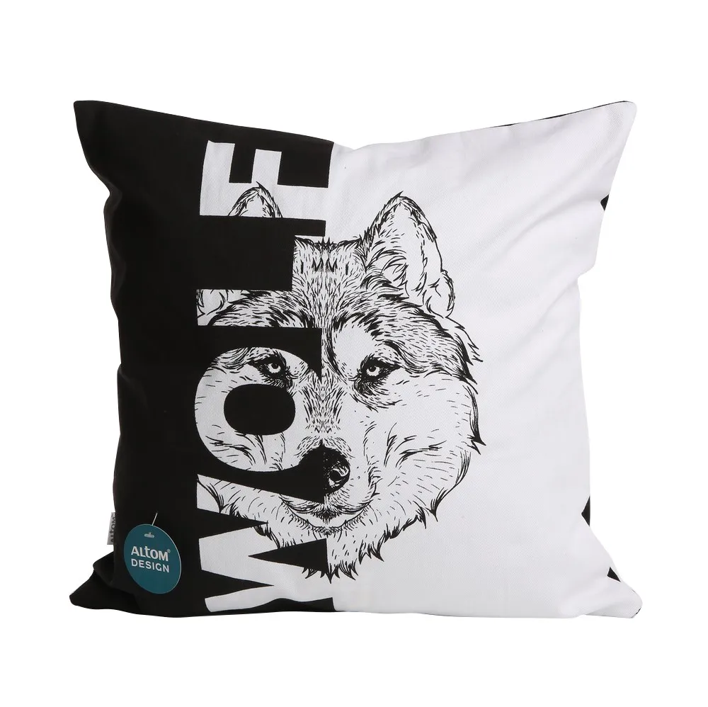 Poszewka na poduszkę bawełniana dekoracyjna Altom Design Dzikie zwierzęta Wolf 40 x 40 cm 