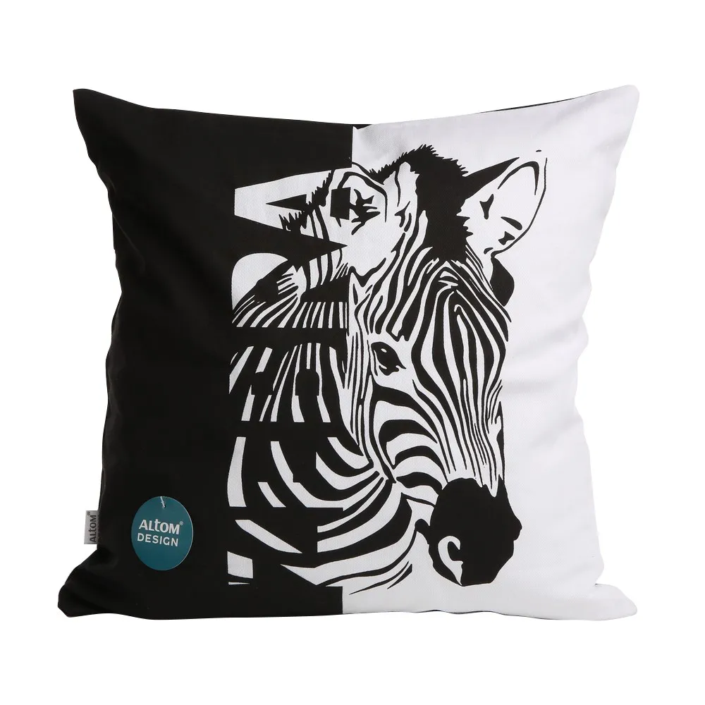 Poszewka na poduszkę bawełniana dekoracyjna Altom Design Dzikie zwierzęta Zebra 40 x 40 cm 