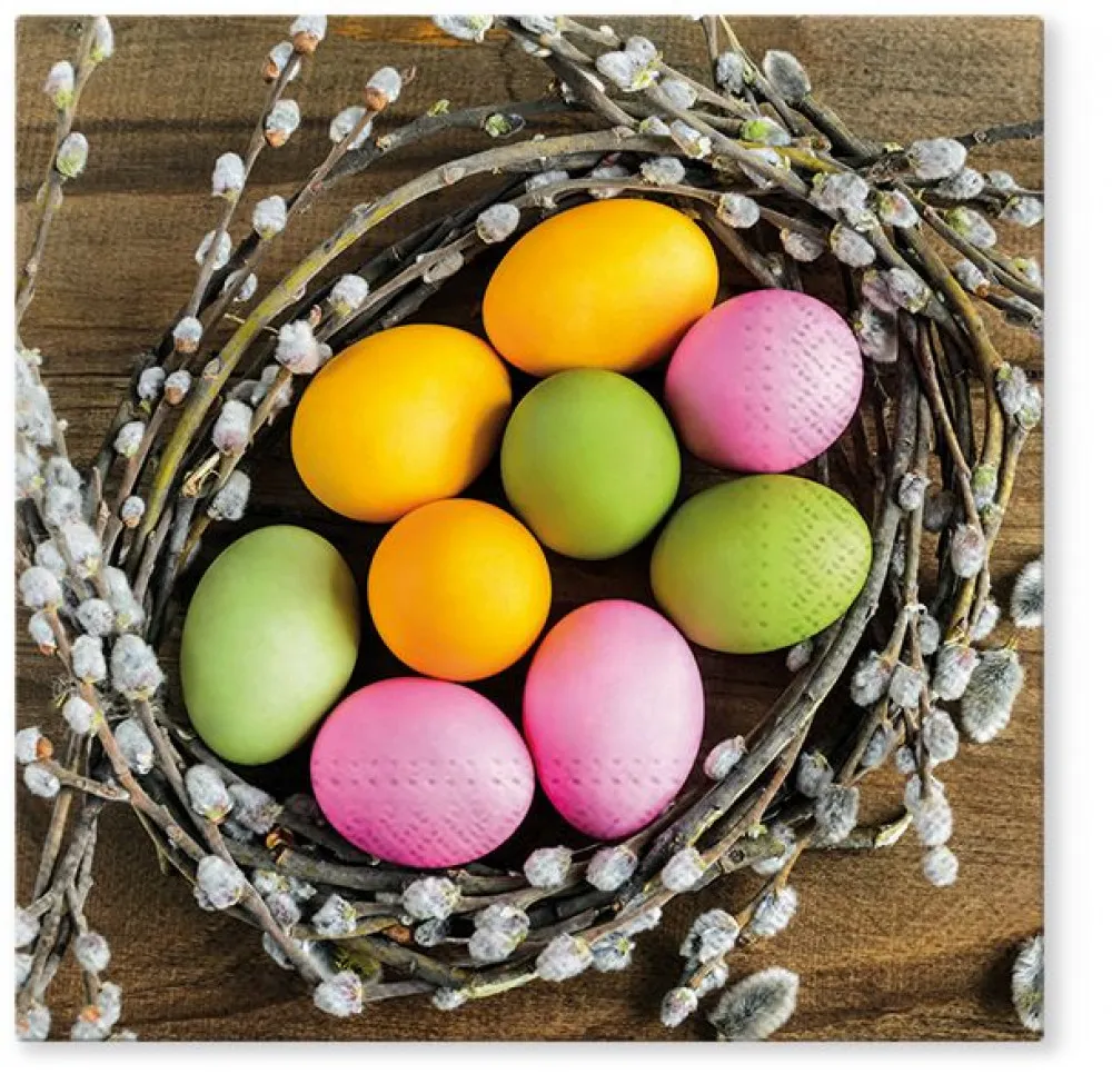Serwetki papierowe świąteczne AKU Wielkanoc Kolorowe jajka 33 x 33 cm (20 sztuk)