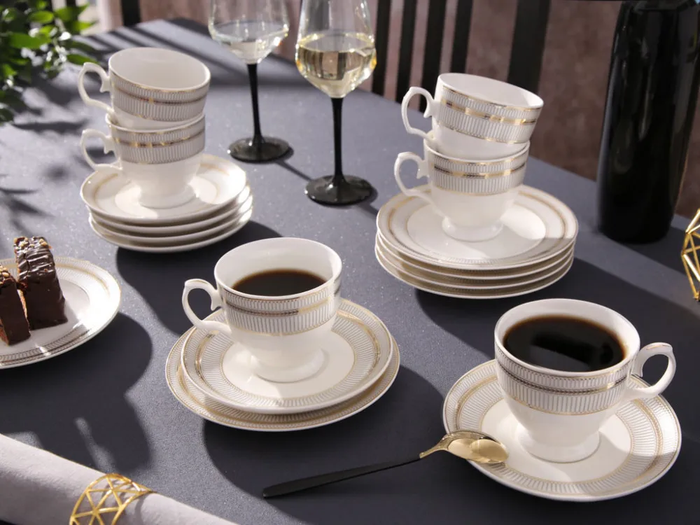 Serwis kawowy porcelanowy MariaPaula Ecru Astoria Karolina kremowy na 12 osób (36 el.)