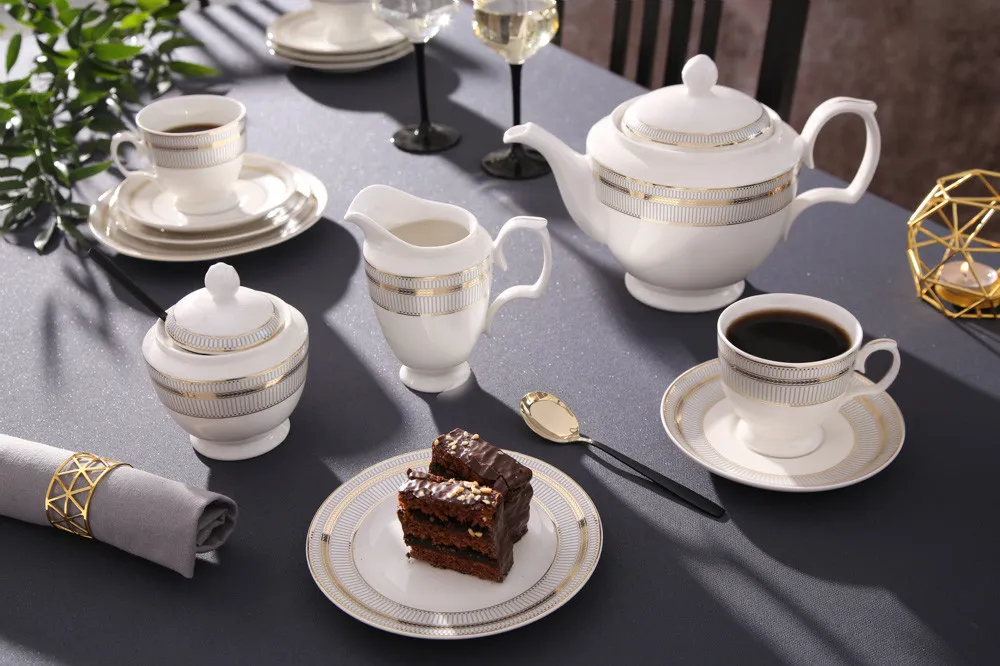 Serwis kawowy porcelanowy MariaPaula Ecru Astoria Karolina kremowy na 6 osób (21 el.)
