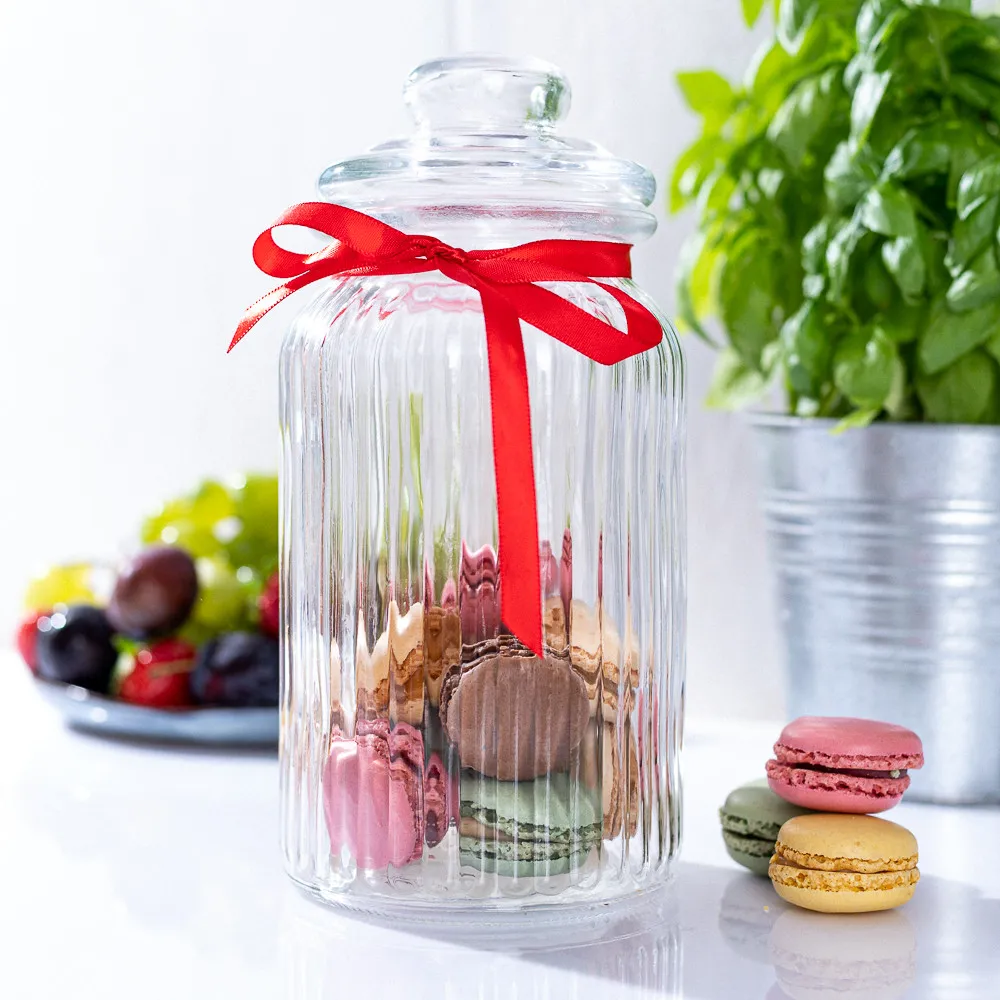 Słoik / pojemnik szklany do przechowywania żywności Altom Design z czerwoną kokardką 1250 ml