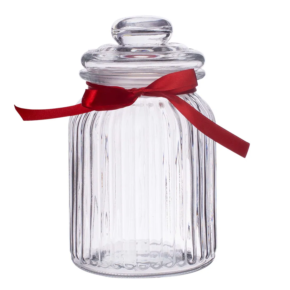 Słoik / pojemnik szklany do przechowywania żywności Altom Design z czerwoną kokardką 900 ml
