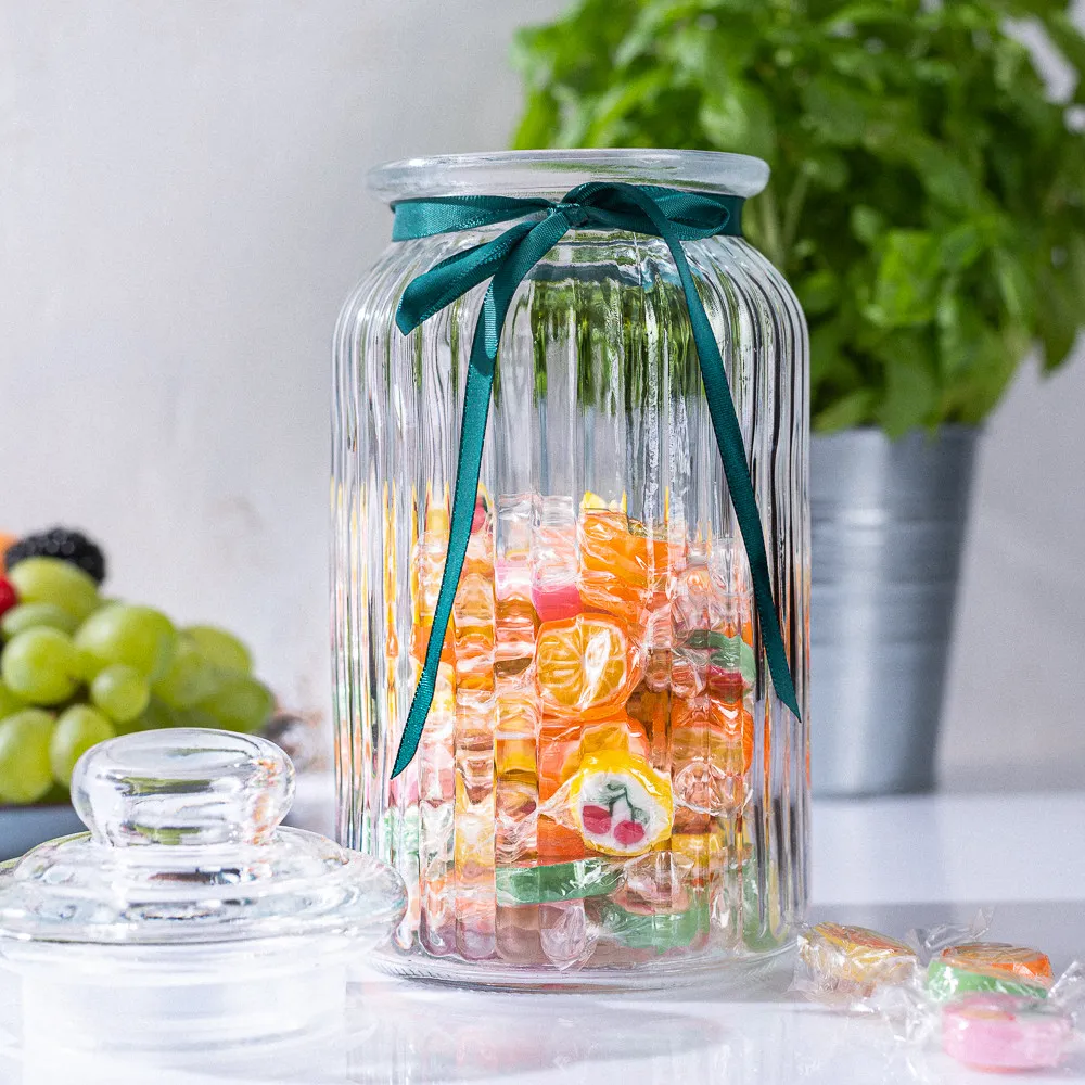 Słoik / pojemnik szklany do przechowywania żywności Altom Design z zieloną kokardką 1250 ml