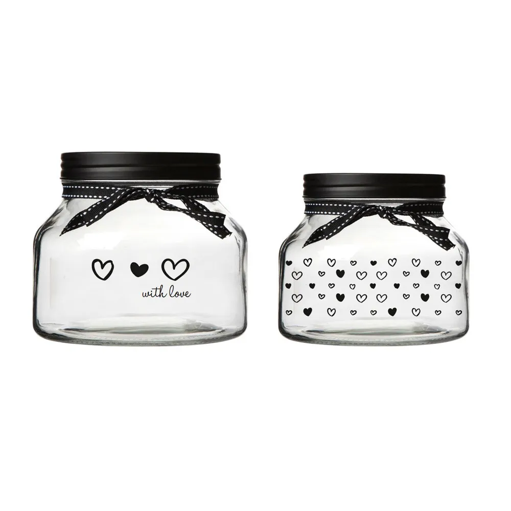 Słoiki / pojemniki szklane na produkty sypkie Altom Design With Love, zestaw 2 słoików