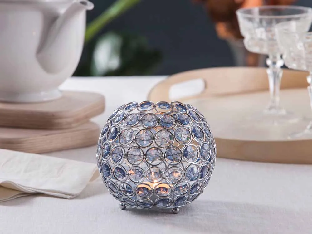 Świecznik ozdobny kula z kryształkami na tealight / podgrzewacze Altom Design Sky 