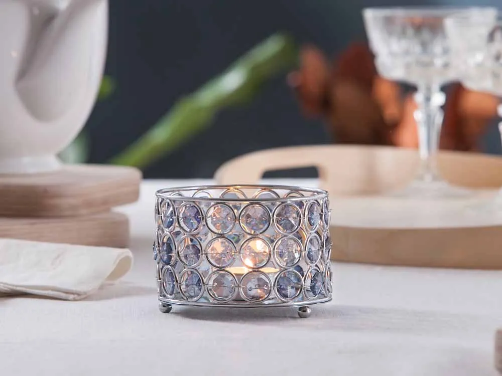 Świecznik ozdobny z kryształkami na tealight / podgrzewacze Altom Design Sky 