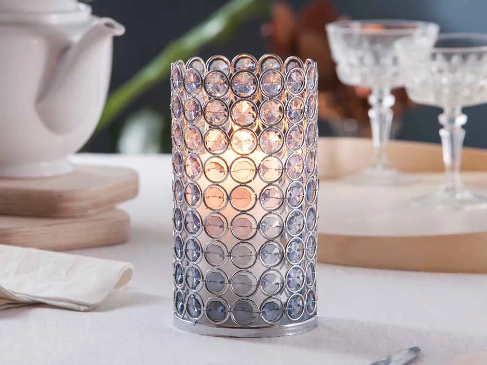 Świecznik ozdobny wysoki z kryształkami na tealight / podgrzewacze Altom Design Sky 